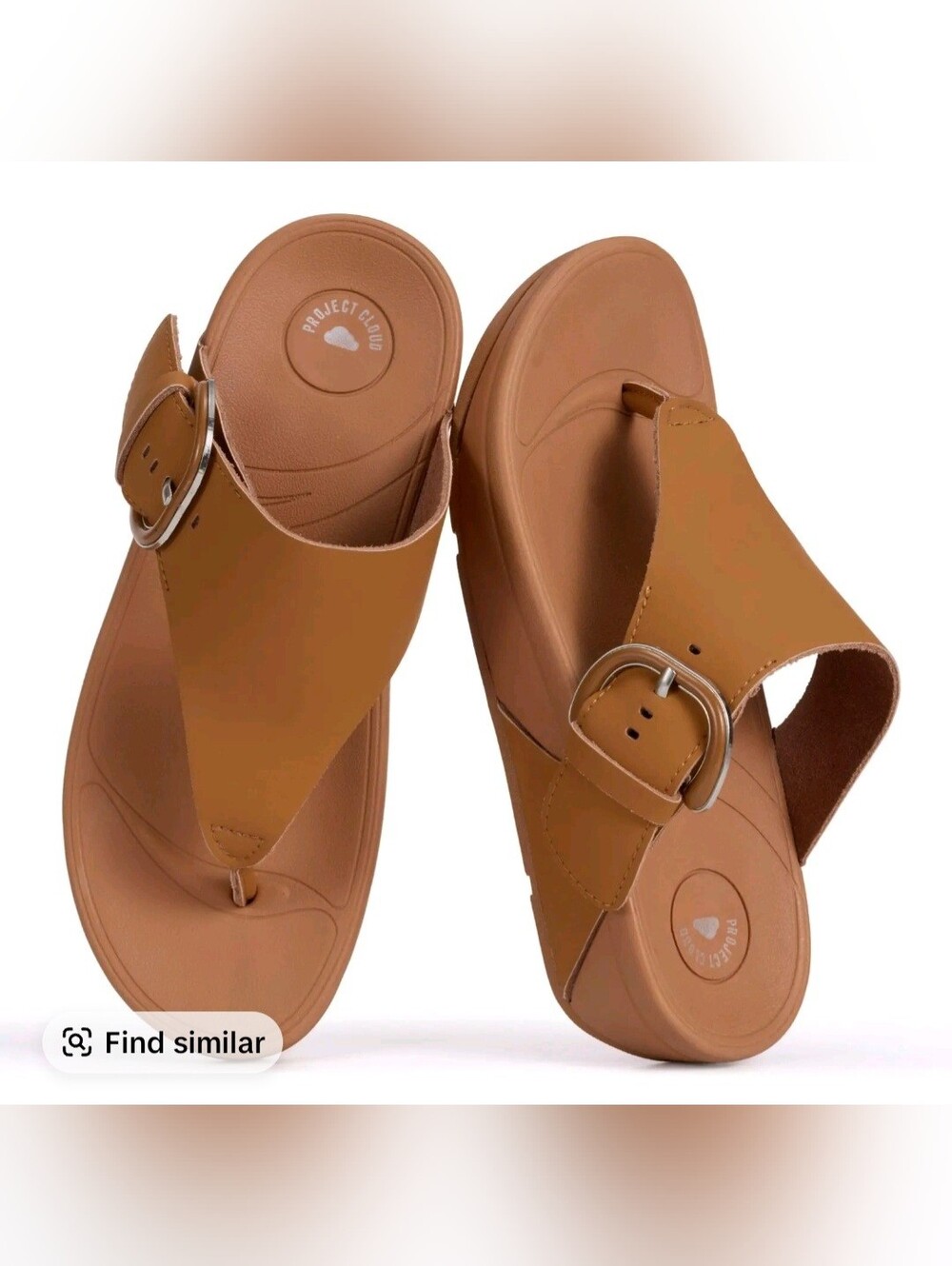 Project Cloud Women's Tan Buckle Thong Sandals